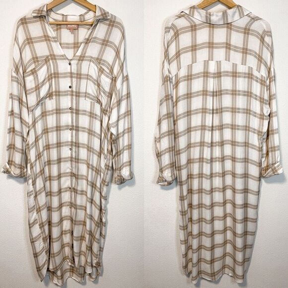 Show Me Your Mumu Leo Button Down Tunic in Everyday Plaid Size Medium - Picture 1 of 6